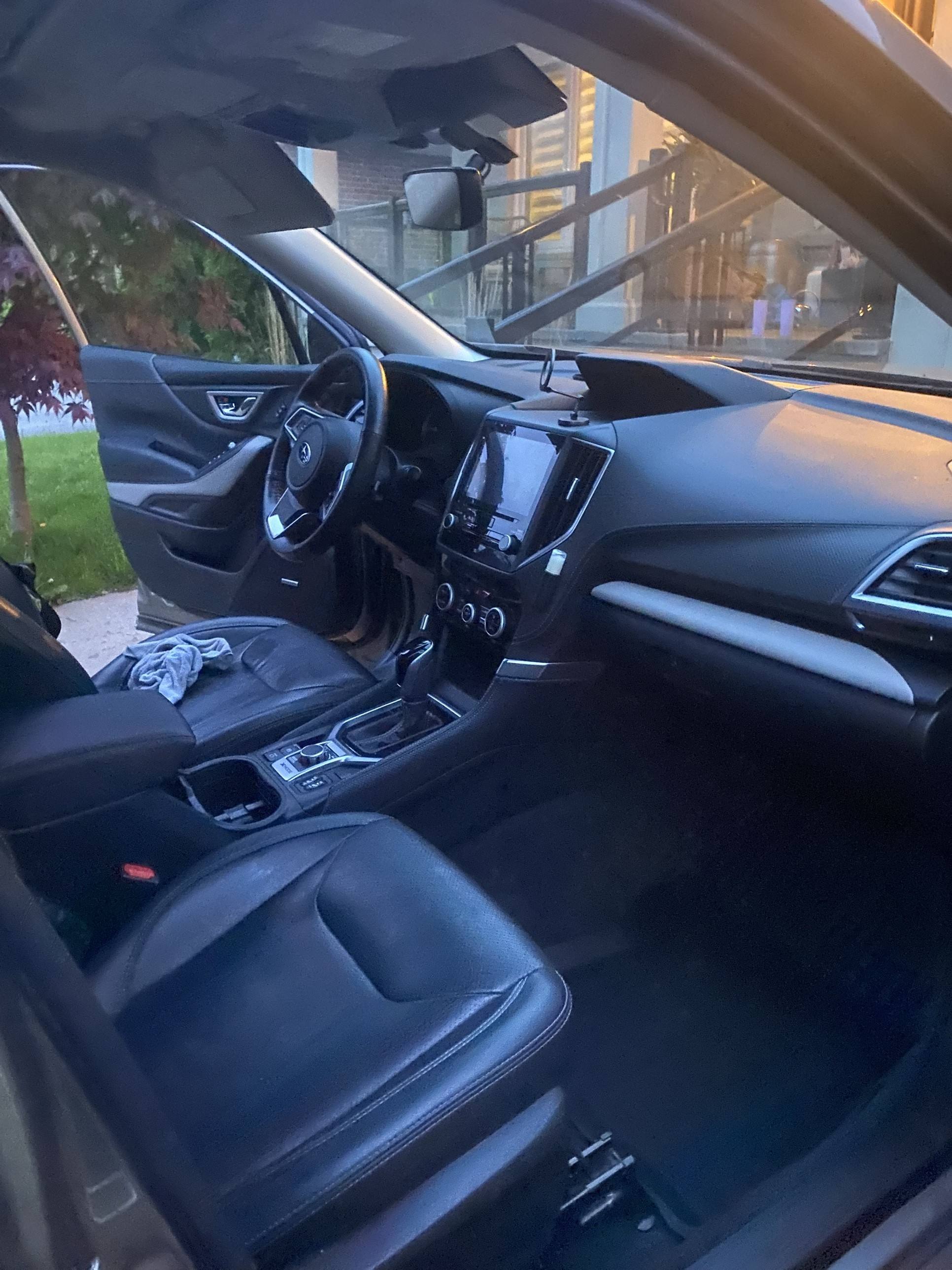Subaru Forester front seats, console and dash after an interior detail
